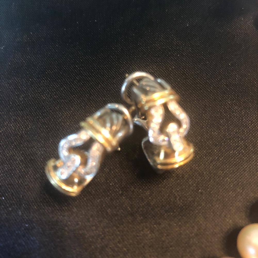 David Yurman Silver, Gold and Diamond earrings.